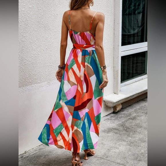 Boho Pink Multicolor Ruffle Hem Maxi Dress - Picture 2 of 6